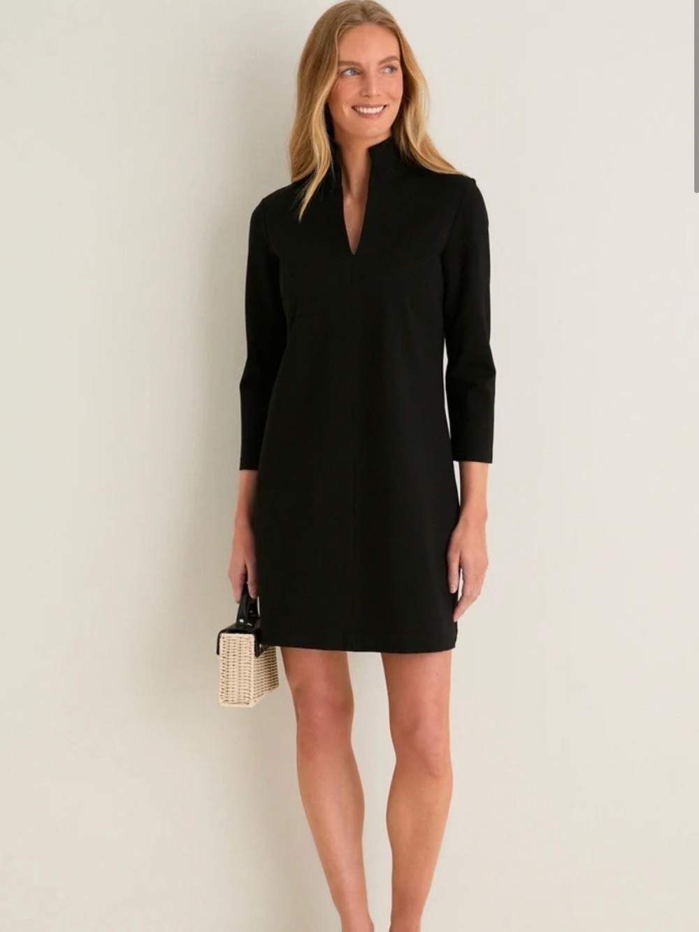 Tuckernuck Clifton  Black Mini Dress with Notch Neck size Medium